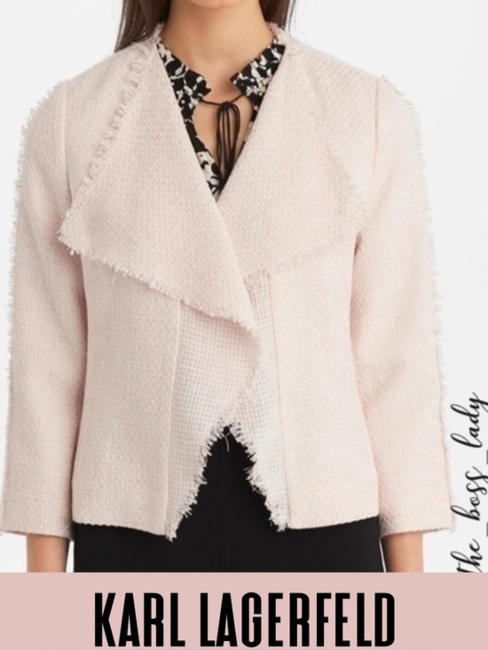 Karl Lagerfeld blazer open front cardigan pink